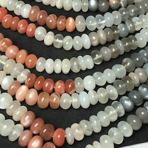 Natural Good Quality Natural Multi Moonstone Smooth Rondelle Gemstone Beads, Size 8 mm Gorgeous Beads, 13 Inches Strand Moonstone Gemstone