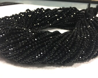 AAA Svarta Spinell Rondelle Pärlor | Facetterad, 3,5 mm (4 strängar)