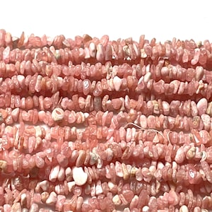 AAA Quality Natural Rhodochrosite Chip Beads &quot;34&quot; Inch Strand Tiny Crystal Gemstone For Jewelry Making Irregular Nuggets Beads, Gift For Her