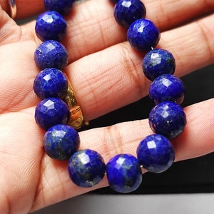 Perline di lapislazzuli naturali di alta qualità, sfaccettate, rotonde, lapislazzuli blu, per la creazione di gioielli, filo da 7 pollici, pietra curativa.