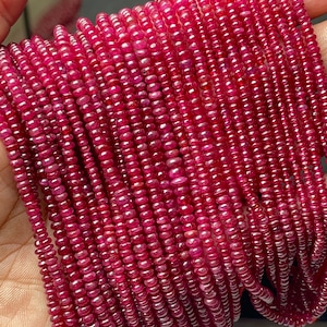 Cuentas de rubí natural en forma de rondel / Facetadas de 2,5-3 mm para la fabricación de joyas.