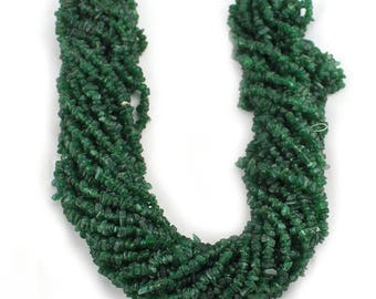 Pack Of 10 Strands Quantity Pack Green Aventurine Uncut Chips Gemstone Beads, 36 Inches Strand for Jewelry