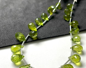 Independence Day Sale Top Quality Peridot Natural Teardrops Briolette 7 pouces Peridot Drop Shape 5 / 7.5-6.5 / 10.5 mm Perles