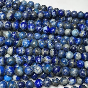 Cuentas redondas y lisas de lapislázuli natural, 8 mm, tira de 38 cm, alta calidad, venta al por mayor.