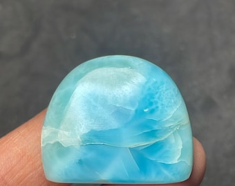 Natural Larimar Cabochon, Blue Gemstone Size- 25/39 MM Flat Back Cabochon, High Quality Stone For Making Jewelry, Single Piece Available