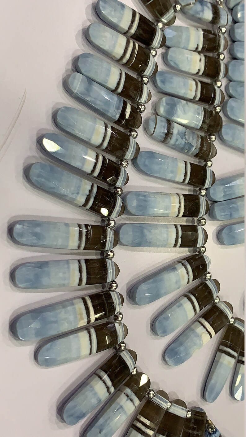 8 inches natural bio blue opal fancy shape briolette,bio opal 830-840mm approx