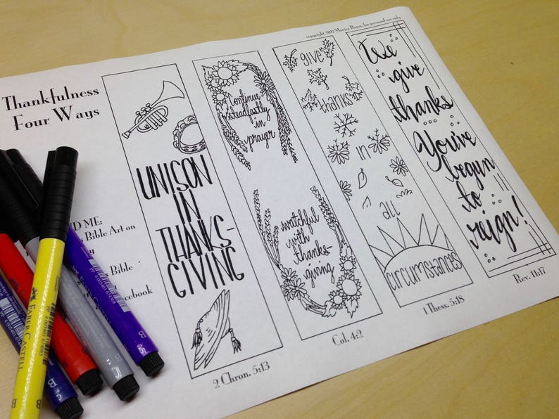 Thankfulness Four Ways Bible Journaling Margin Art, Printable and ...