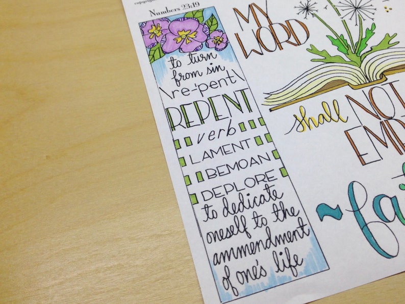 1 page set of 5 Printable and Traceable Templates A Faithful God Bible Journaling Margin Art /& Tip-in Hand Lettering