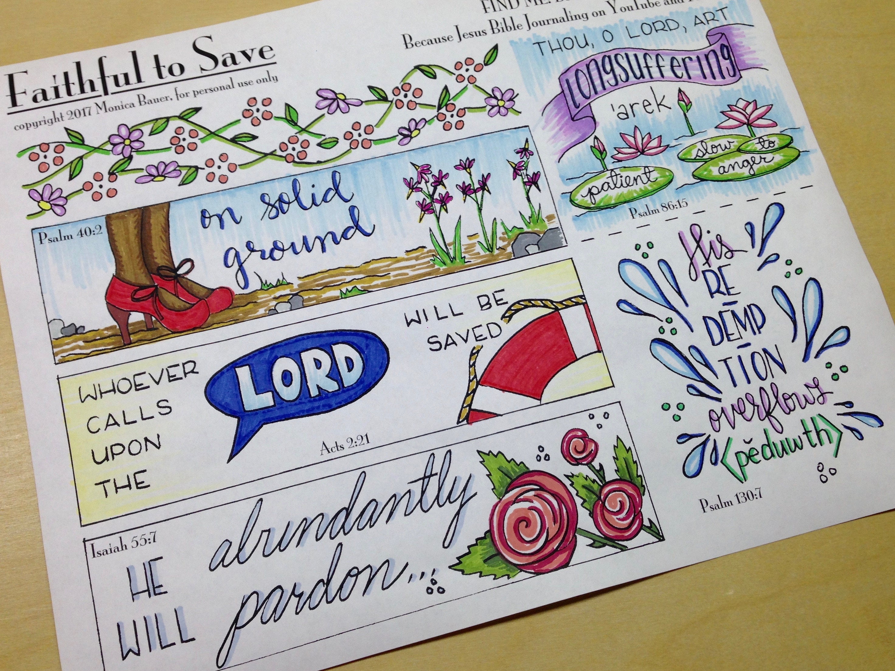Faithful to Save Bible Journaling Margin Art & Tip-in, Printable and ...