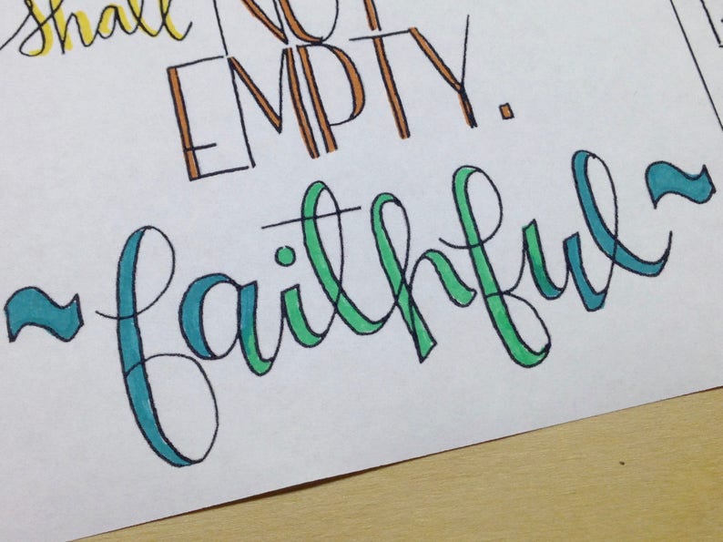 1 page set of 5 Printable and Traceable Templates A Faithful God Bible Journaling Margin Art /& Tip-in Hand Lettering