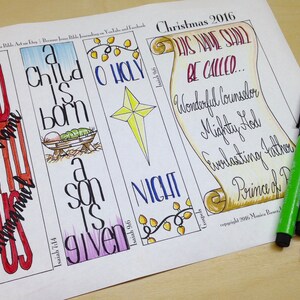 Christmas Bible Journaling Margin Art & Tip-in, Printable and Traceable Templates, Hand Lettering, set of 4, 1 page