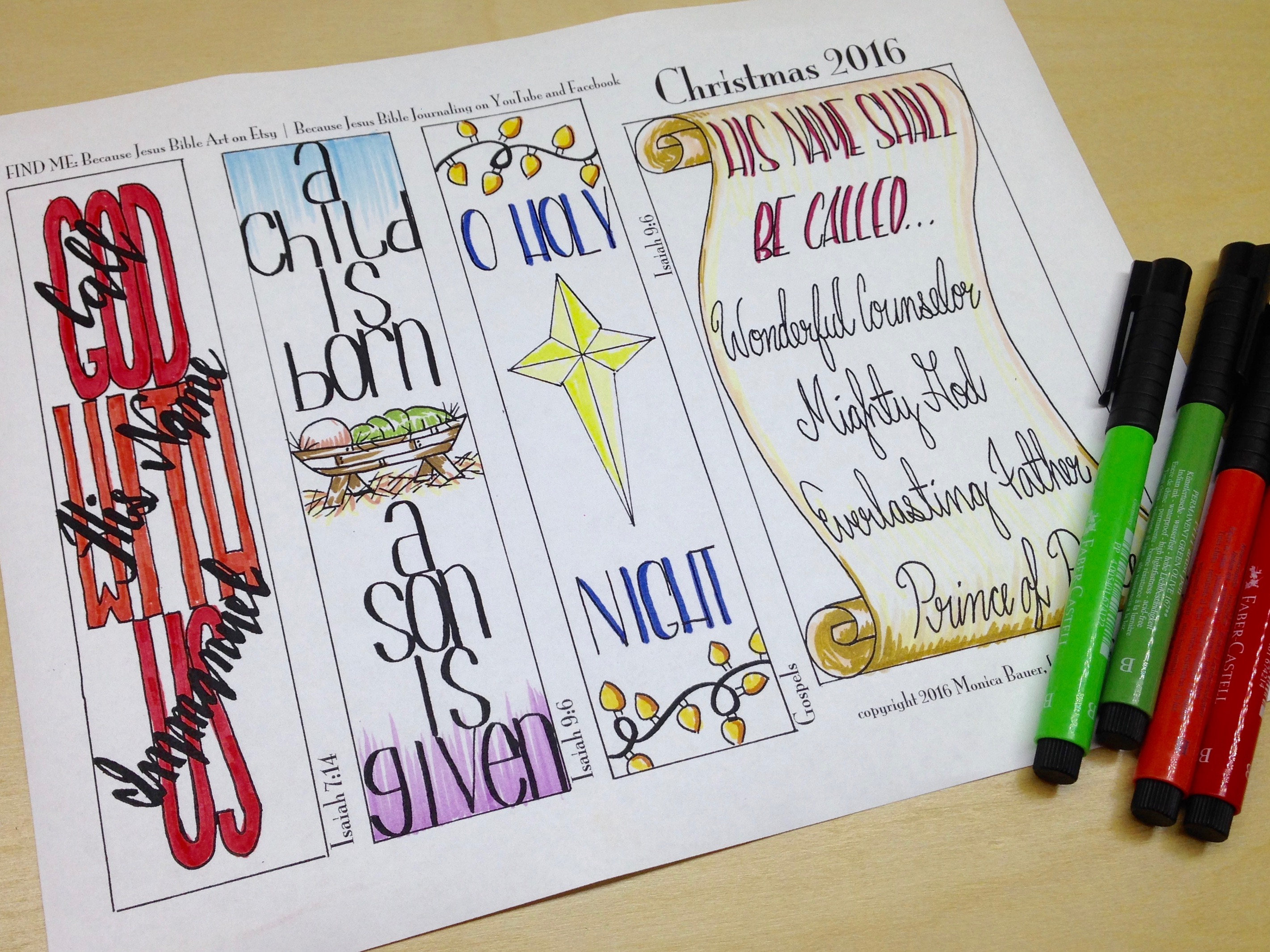 Christmas Bible Journaling Margin Art &amp; Tip-in, Printable and Traceable ...