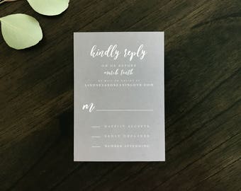 Natural Beauty RSVP Card | Minimalist Wedding RSVP Cards | Clean Script Font Wedding Response Cards