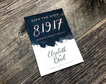 Starry Night Save the Date | Star Crossed Wedding Save the Date | Navy Blue Watercolor Texture Wedding Save the Date | Romantic Blue Wedding