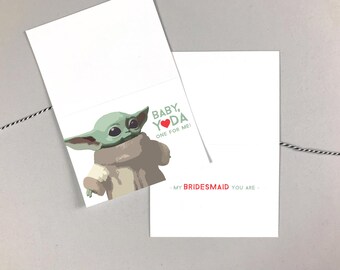 Baby Yoda Bridesmaid Proposal Cards | Will You Be My Bridesmaid Card | Custom Baby Yoda Inspired Wedding Will You Be My Bridesmaid Gift