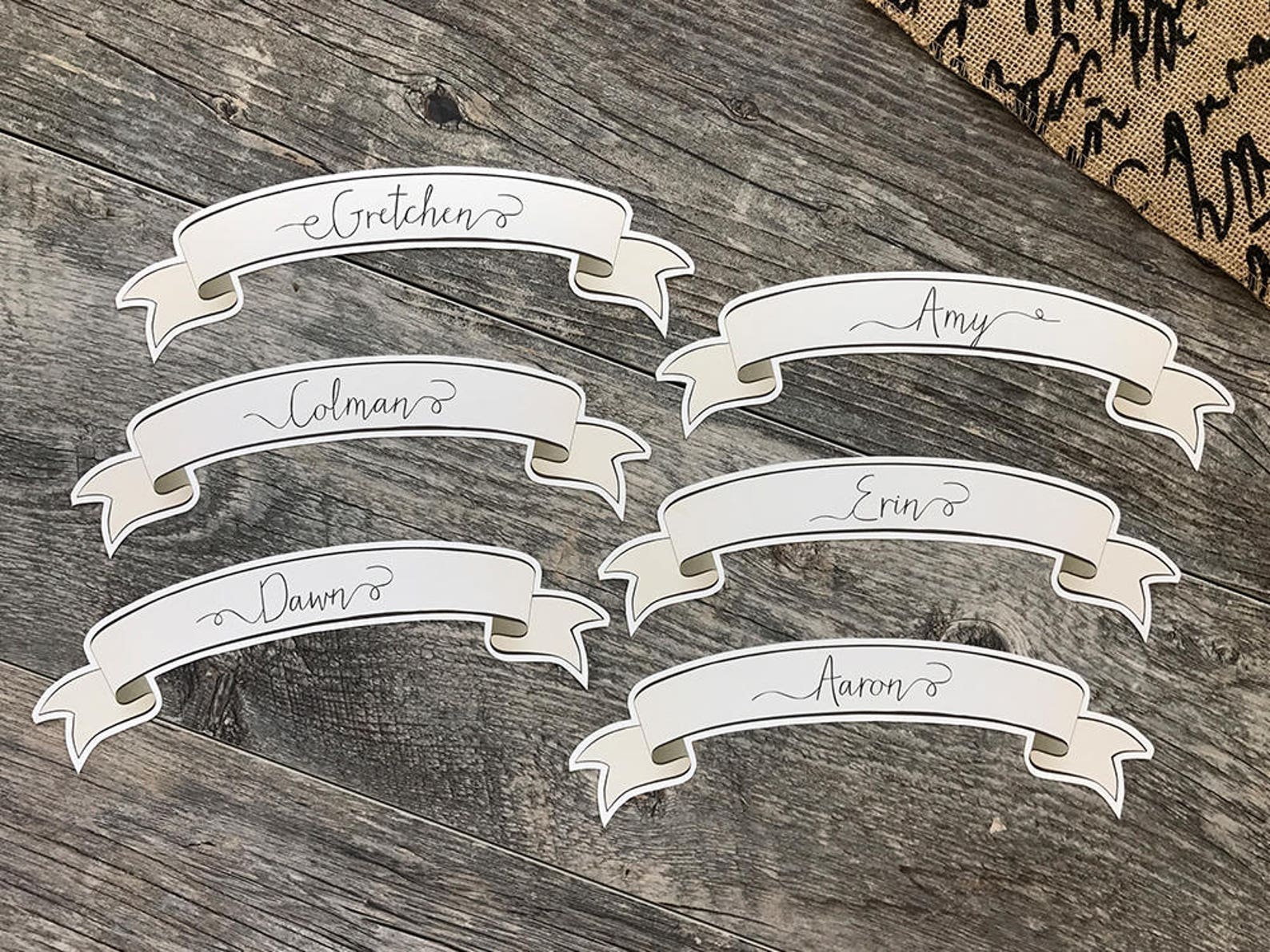 Printable Cream Ribbon / Banner Wedding Table Place Cards - Etsy
