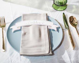 Printable Cream Ribbon / Banner Wedding Table Place Cards