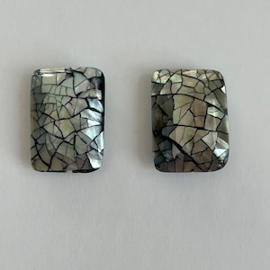 Cracked Black Pen Shell Beads - Rectangle approx. 27mm x 19mm, 2 pcs.