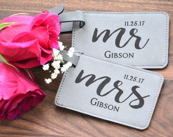Cadeau de mariage personnalisé, étiquette à bagage pour monsieur et madame, cadeau de fiançailles pour couple, cadeau pour les jeunes mariés, cadeau de lune de miel, cadeau de mariage personnalisé