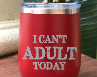 Taza de viaje personalizada, vaso de vino sin tallo personalizado, regalo de taza de viaje grabada, taza de acero inoxidable con doble aislamiento de 355 ml