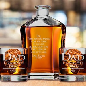 Father of the Bride Whiskey Decanter Set, Personalized Gift, Whiskey Gift Set, Scotch Glass, I Loved You First, Dad Gift, Gift from Daughter