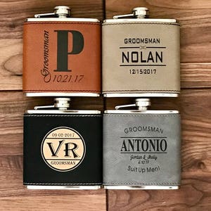 Personalisiertes Leder Flachmann Geburtstagsgeschenk, Bräutigam Hochzeitsparty Geschenke, 155 g Flachmann Geschenk für Männer