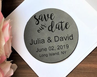 Leather Save the Date Magnets, Save the Date Wedding Invitation, Wedding Magnets, Custom Leather Save the Date, Party Invite, Save the Date