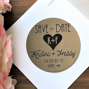 Wedding Anniversary Party Invite, Rustic Heart Save the Date, Leather Save the Date Magnet, Personalized Save the Date, Leather Invitation