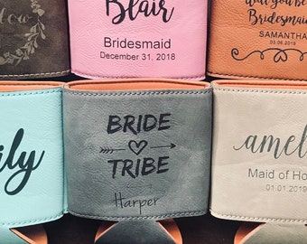 Bridesmaid Wedding Favors, Tailgate Can Coolers, Birthday Party Gift, Monogram Can Coolers, Drink Coolers, Beer Cooler, Leather Wedding Gift