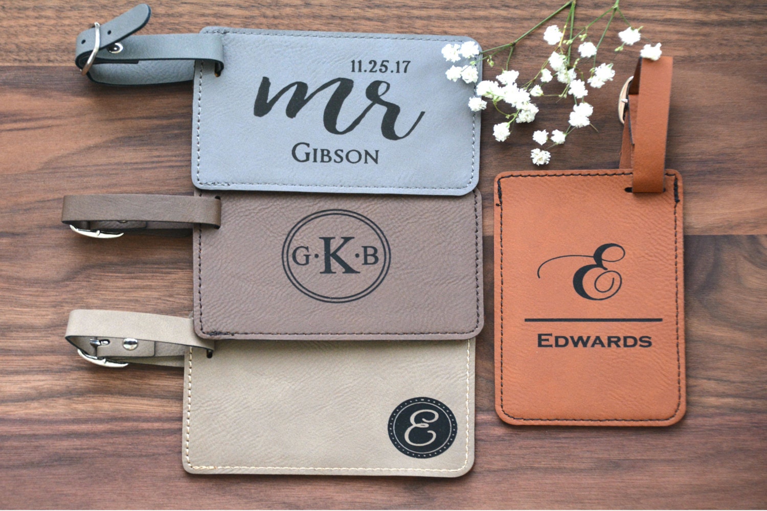 Monogrammed Leather Luggage Tag