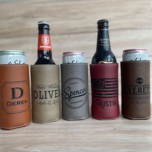 Custom Engraved Slim Can Coolers - Personalize Your Drink in Style! Unique Beer Bottle Cooler - Great Wedding Party Favors