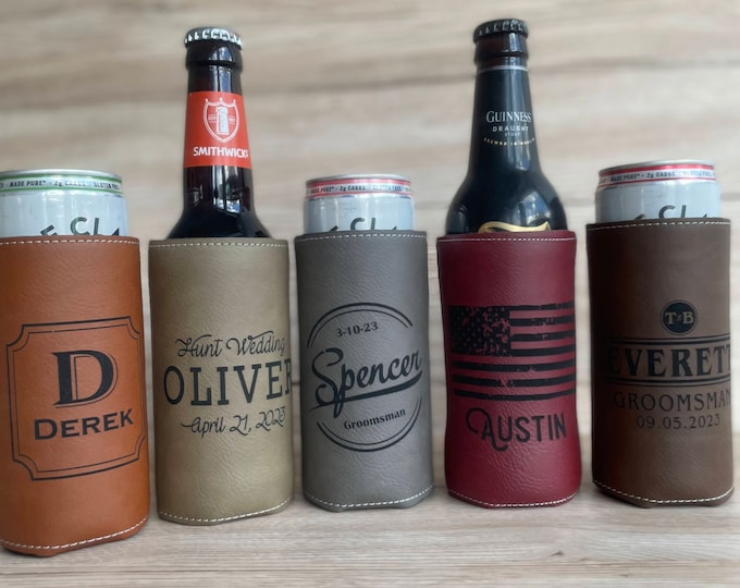 Beer Bottle Slim Coolers, Custom Tailgate Gear, Personalized Slim Can Coolers, Engraved Slim Drink Coolers, Beer Cooler