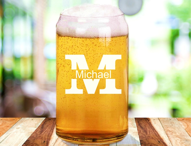 Personalized Beer Glass Groomsmen Beer Can Gift Wedding Etsy