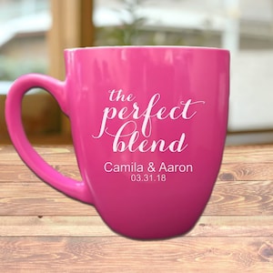 Coffee Wedding Favors, Wedding Shower Favor Gifts, Coffee Mugs, The Perfect Blend, Coffee Cups, Personalized Mugs, Winter Wedding Coffee Bar