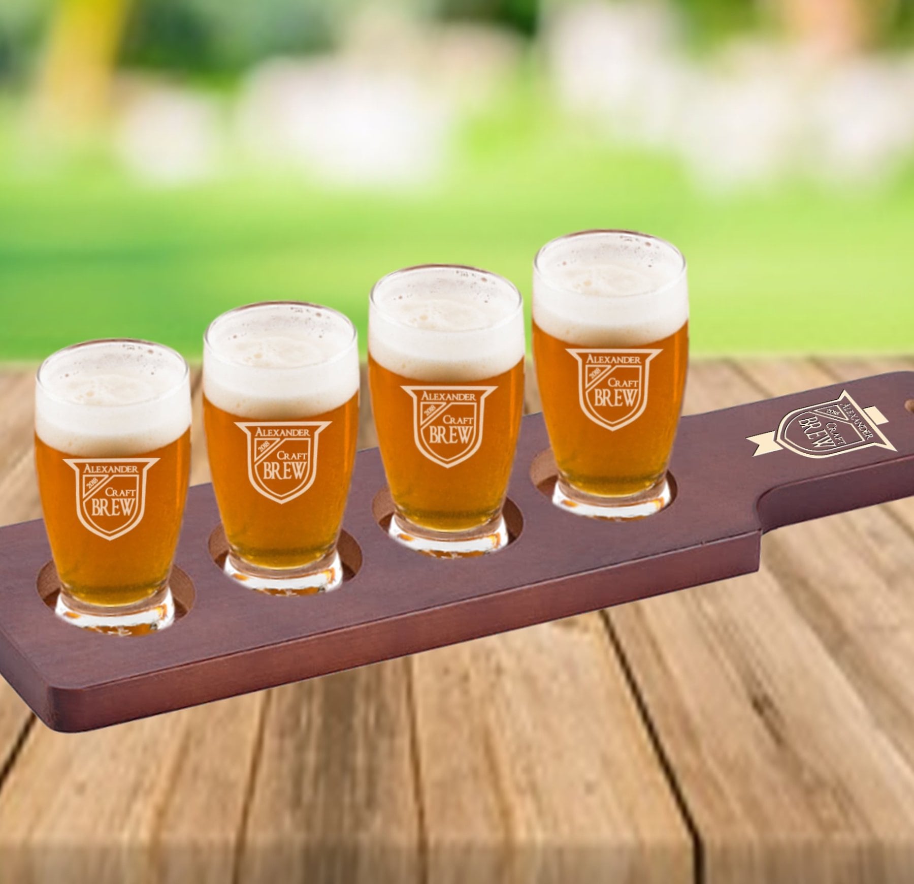 Personalized Beer Flight Set Custom Beer Paddle With 4 Beer Etsy