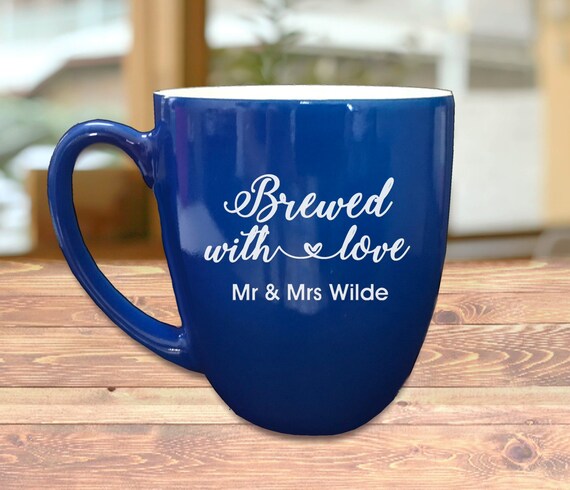 Wedding Favor Coffee Mugs Brewed With Love Wedding Reception Etsy