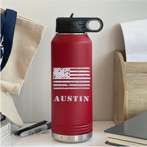 Personalized Water Bottle, Top Gifts for Him, 32oz Double Insulated Steel Bottle, Workout Bottle, Custom Water Bottle with Straw, Stanley