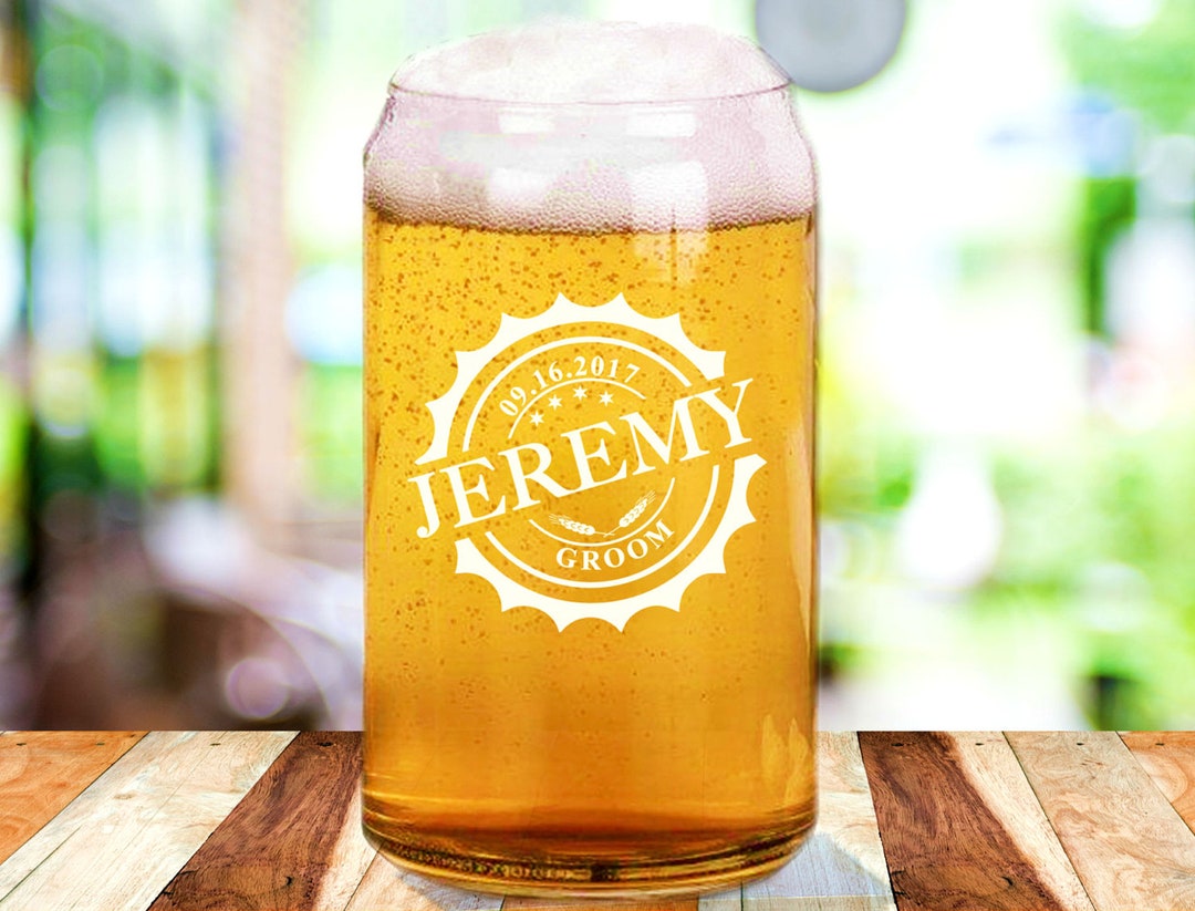 Groomsmen Beer Glasses Etched Beer Can Glass Personalized Etsy