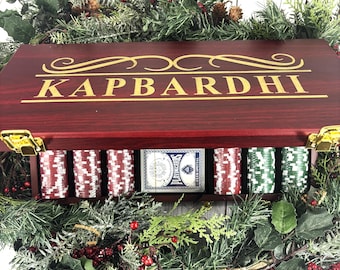 Custom Engraved Poker Chip Set, Wood Box Poker Set, Personalized Poker Case, Rose Wood Poker Box, Poker Keepsake Box, Official Poker Night