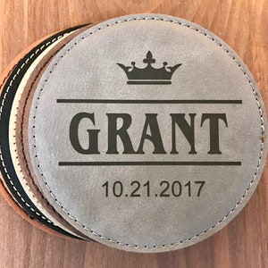Personalized Groomsmen Gifts, Customized Leather Coasters, Groomsmen Coasters, Home Bar Coasters, Wedding Party Favors, Engraved Coaster Set image 5