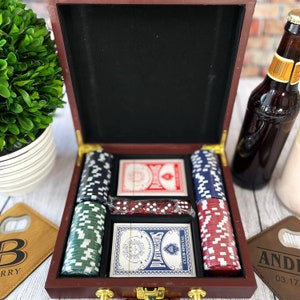 Vatertagsgeschenk - Individuell graviertes Poker Chip Set | Personalisierte Rosenholz Fall | Erinnerungsbox für Vater, Ehemann, Opa, Schürhakenhaken