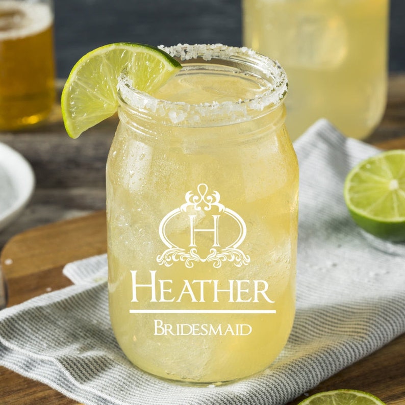 Personalized Bridesmaid Gift Engraved Mason Jars Wedding Etsy