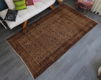 Brown shades rug Bathroom design,3.3x5.3Ft,MFK492 Small doormat rug Oushak Large rug Turkish small rug Handmade rug Antique Wool rug