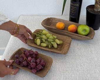 Conjunto de Tigelas Rústicas de Madeira Feitas à Mão: Decoração para Cozinha Estilo Fazenda