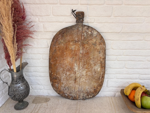 Large Vintage Wooden Bread Board | Turkish Rustic Decor | Handmade Farmhouse Kitchen Piece