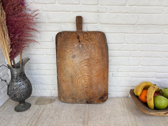 Vintage Turkish Wooden Cutting Board | Rustic Farmhouse Kitchen Decor