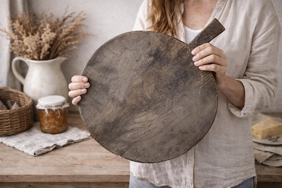 Antique Turkish Wooden Snack Board | Handmade Wood Board | Rustic Wall Decor