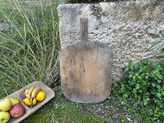 Antique Turkish Wooden Cutting Board: Rustic Farmhouse Kitchen Decor