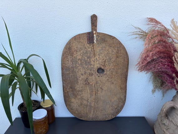 Large Vintage Wooden Bread Board | Turkish Rustic Decor | Handmade Farmhouse Kitchen Piece
