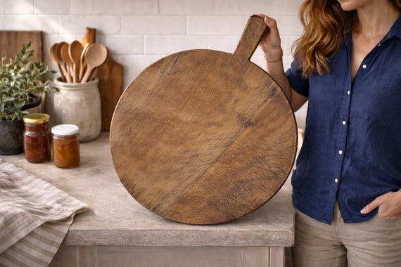 Turkish Vintage Bread Board | Handmade Wooden Kitchen Paddle | Farmhouse Wall Decor